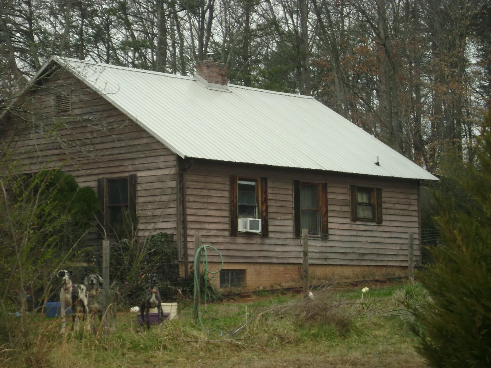 White metal roof on an old wood sided farmhouse, from a Metal Roof Installation job in Mullan